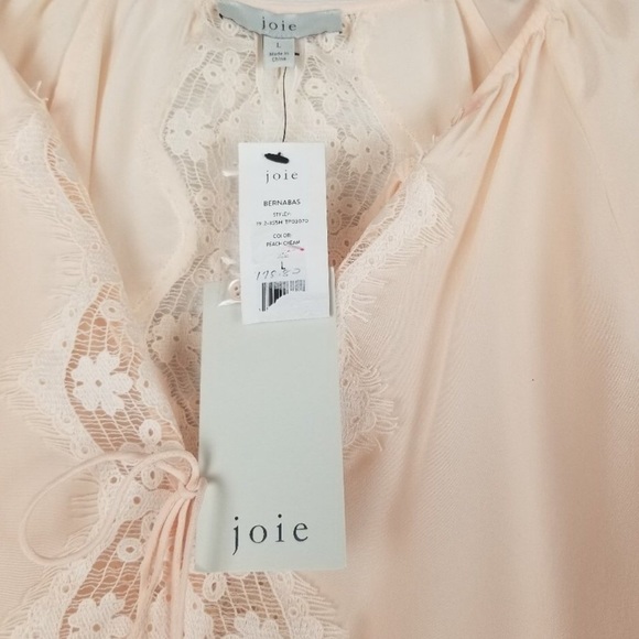 Joie Bernabas Lace Trim Blouse 100% Silk Large - Picture 9 of 9